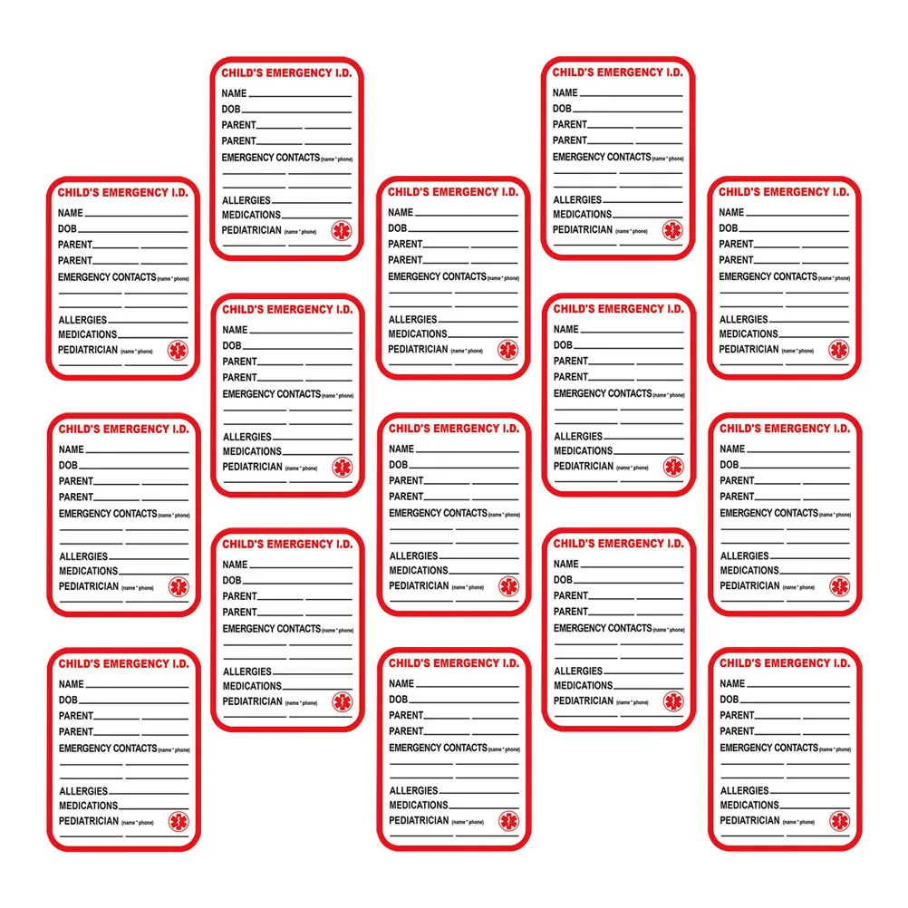 

15Pcs Medical Information Stickers for Kids Car Seat Emergency Safety Labels Bright Red Waterproof Self Adhesive Remarkable