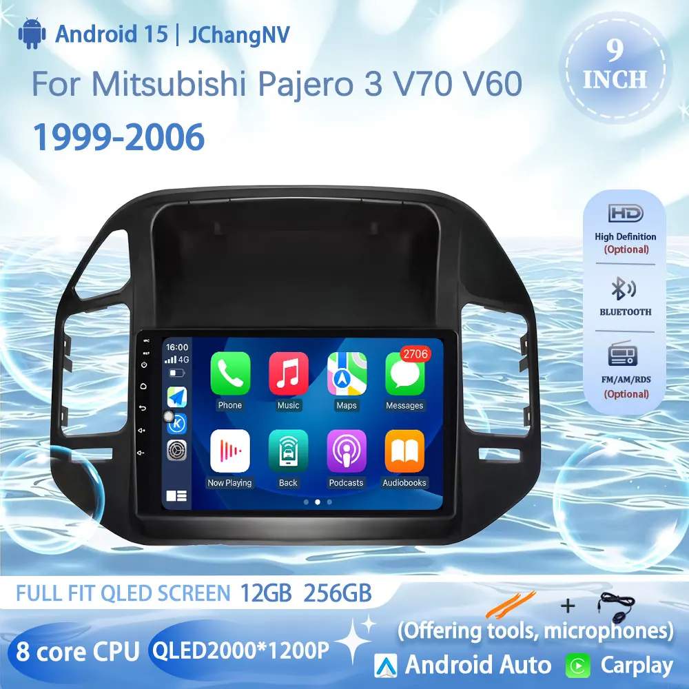 

Автомобильный радиоприемник стерео головное устройство беспроводной Android авто для Mitsubishi Pajero 3 V70 V60 1999-2006 CarPlay навигация GPS Carplay