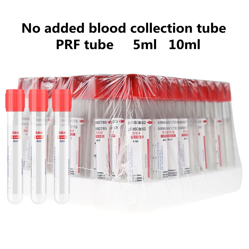 Disposable Vacuum Blood Collection PET Tube Plain Tube Sterile Blood Test Tubes No Additives PRF Tube 10ml