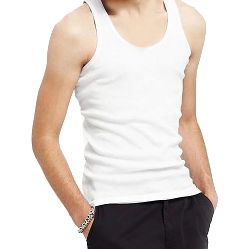 AGG-Men Yoga O Collar Sleeveless Bodybuilding Vest Leisure Sport Shirt Round Neck U Type T-Shirt Fitness Vest (White XXL)