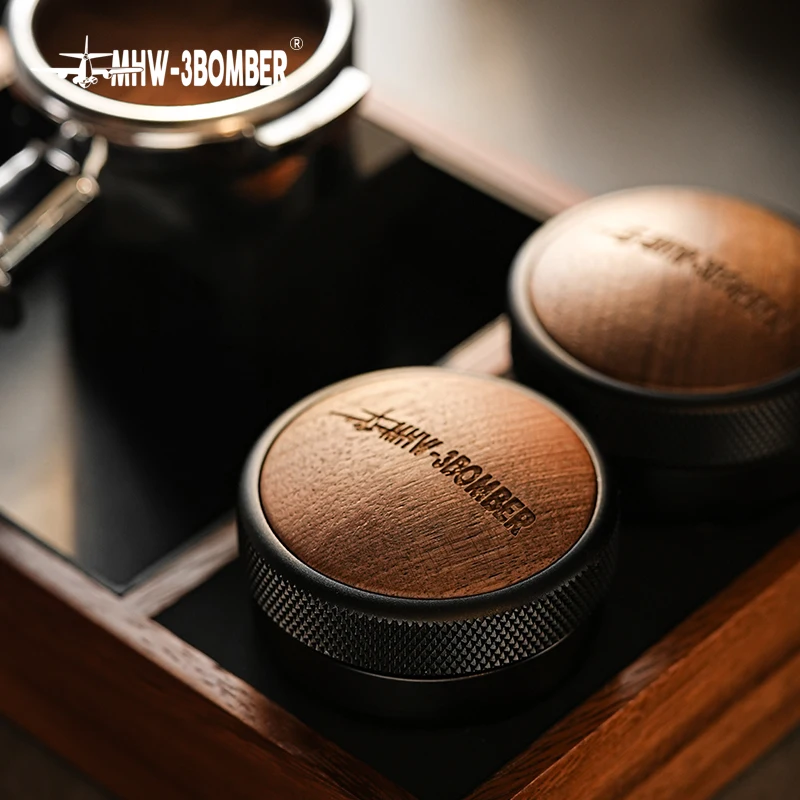 MHW-3BOMBER Espresso Tamper and Coffee Distributor 51/53/58mm Tamping Mat Vintage Cleaning Brush Barista  Accessories