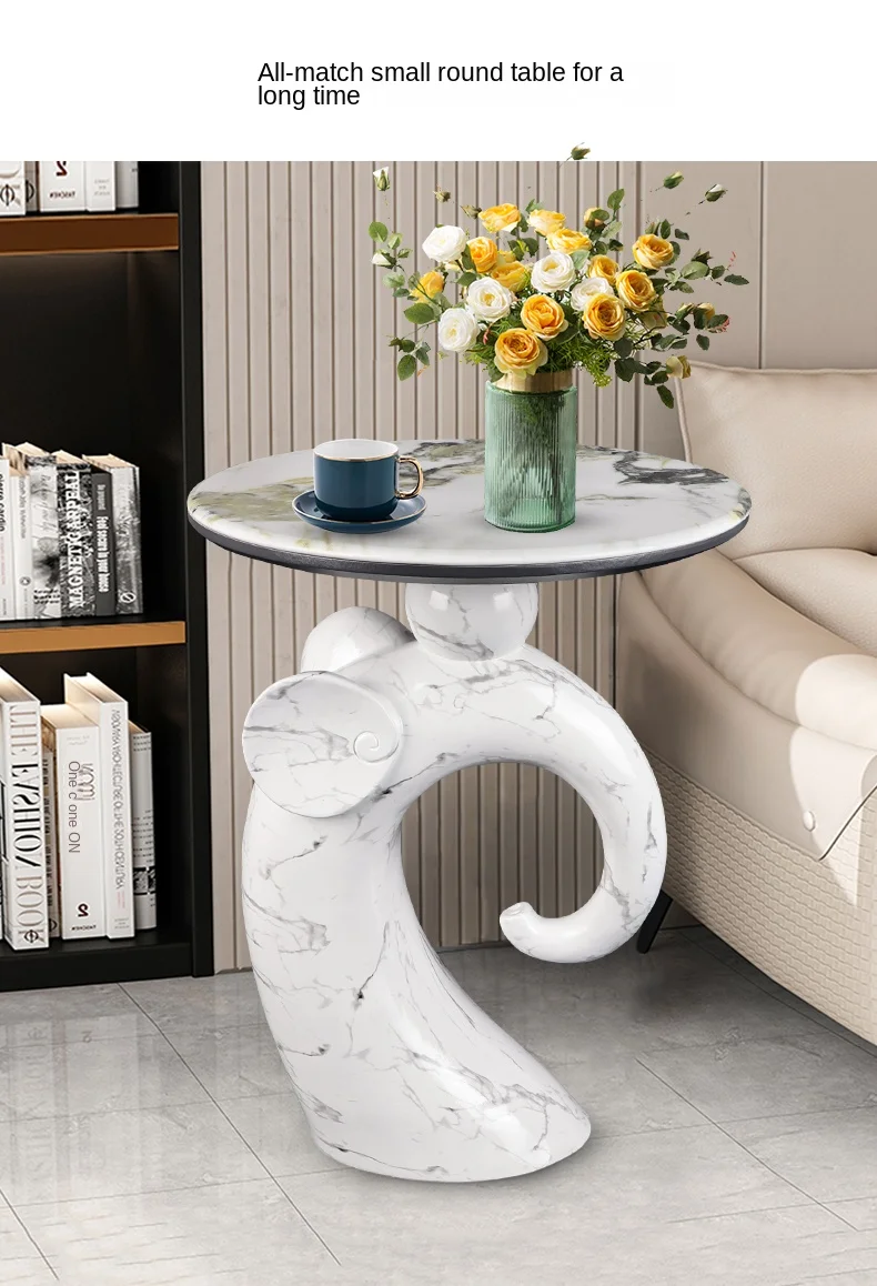 Home Decor Elephant Statue Side Tables Living Room Round Tea Table Bedroom Bedside Table Creative Animal Sculpture Coffee Tables