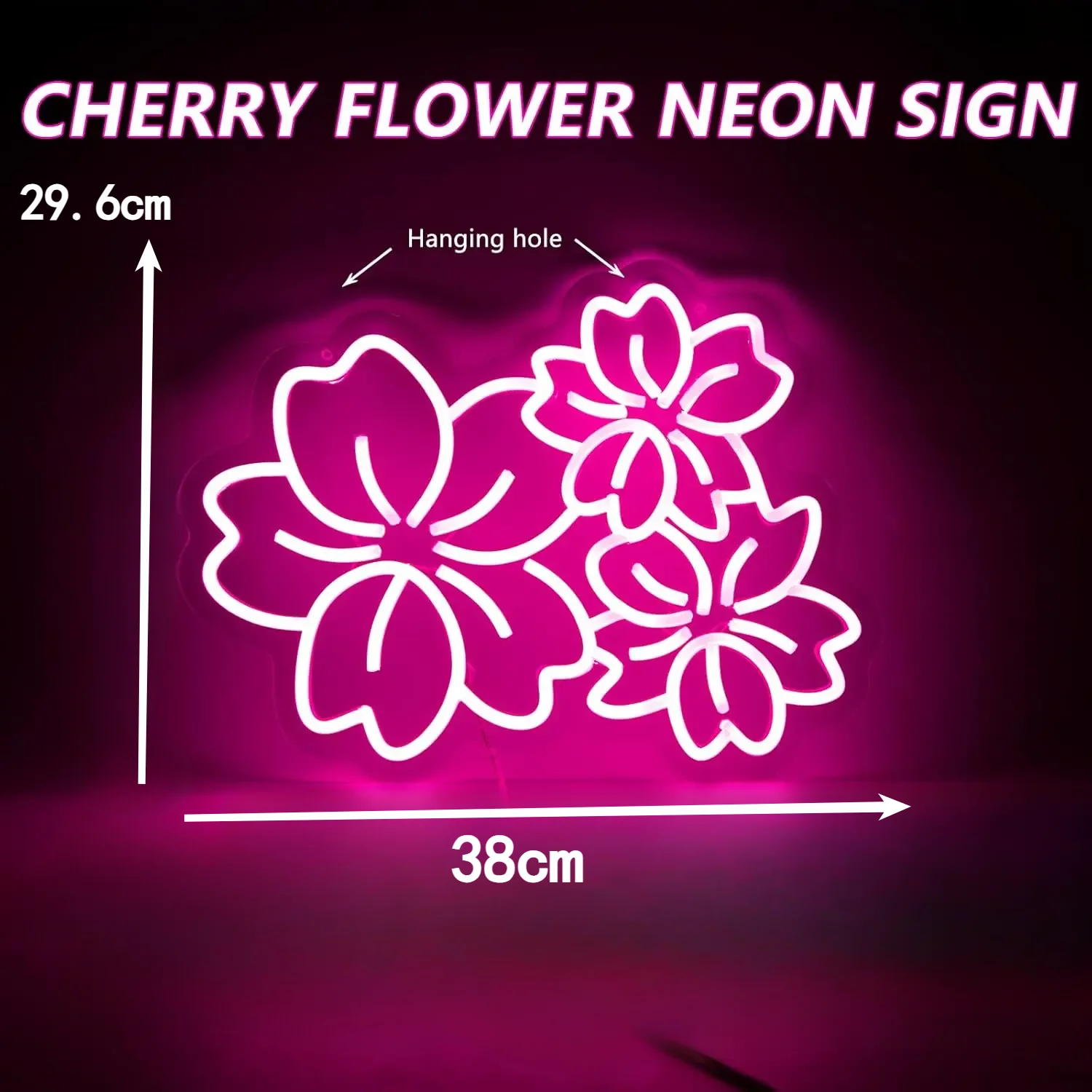 Cherry Flower Neon Sign LED Neon Light Sign Dimmable USB Powered for Beautiful Door Home Wall Drawing Room Decor Birthday Gifts