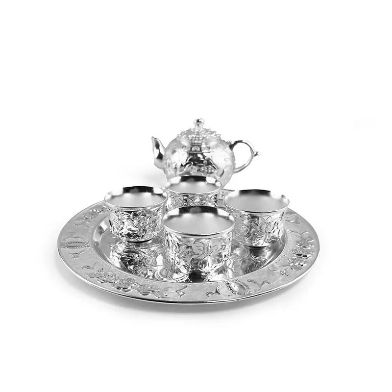 Sterling silver tea set 999 silver tea set set Chinese teapot tea cup tea set set of six silver sets