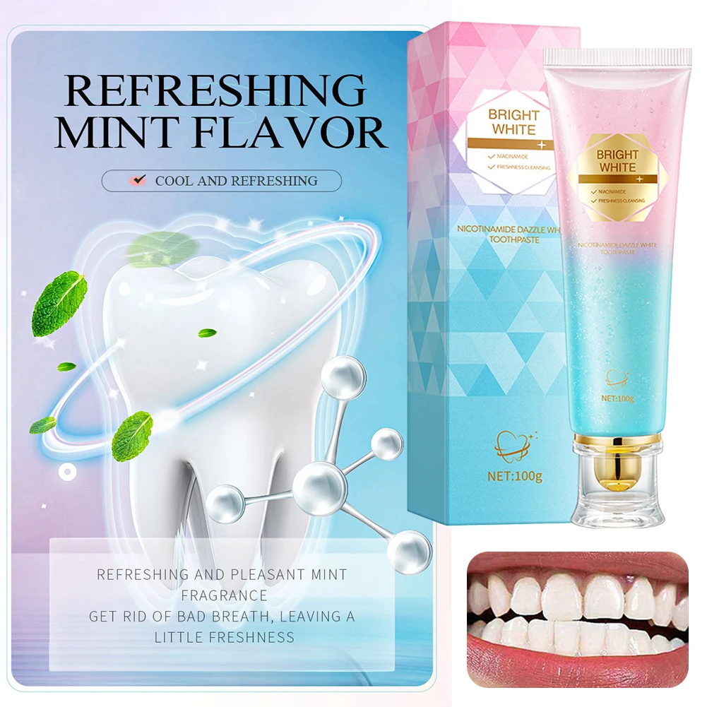 

100g Niacinamide Stain Removal Whitening Toothpaste Freshing Cleansing Breath Brightens Teeth Daily Oral Care 1/2pcs