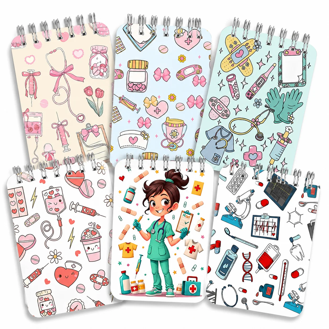 Cute Medical Mini Spiral Notepad, Nurse Pocket Memo Pad, Portable Kawaii Notebook for Students Work Gifts