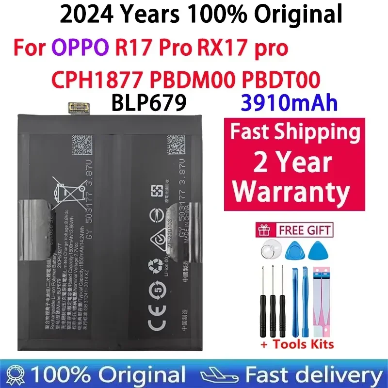 

2024 Years Orginal BLP679 3910mAh Replacement Battery For OPPO R17pro R17 Pro Rx17 pro RX17pro CPH1877 PBDM00 PBDT00 Batteries