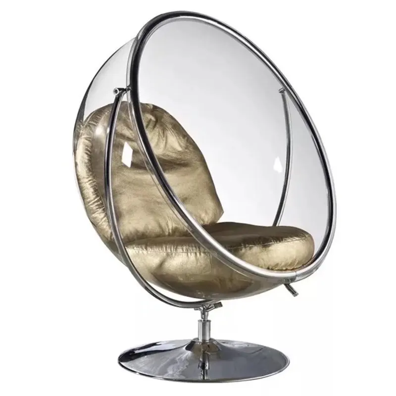 Hot Sell Luxury Nordic Modern Swing Hanging Leisure Chair Living Room Chaise Fabric/Velet Golden Bubble Egg Chair Durable