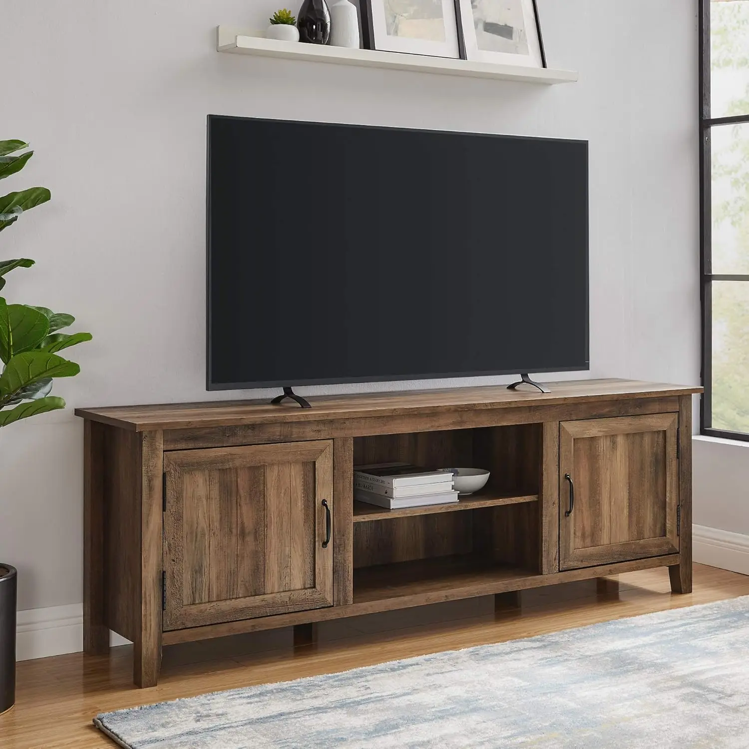 Ashburton Rústico Oak TV Stand, Carvalho Rústico Estilo Rústico, Porta Ranhurada, TV Stand para TVs de até 80 ", 70"