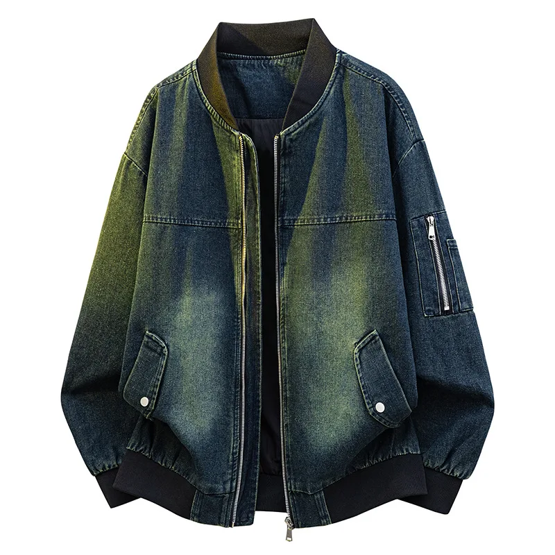 

Men's Casual Nostalgic Blue Denim Jacket Loose Fit Retro American Style Spring Autumn Fashion