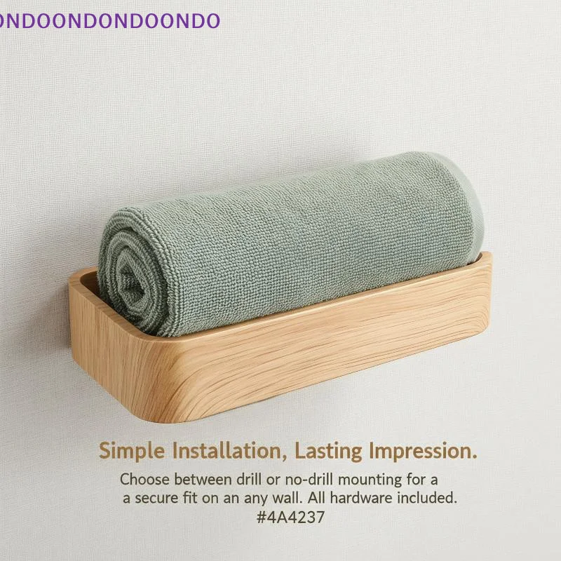 Self-Adhesive U-Shaped Toilet Paper Holder No Drill Wood Grain Wall Mount For Bathroom Kitchen Paper Towels Renters Friendly