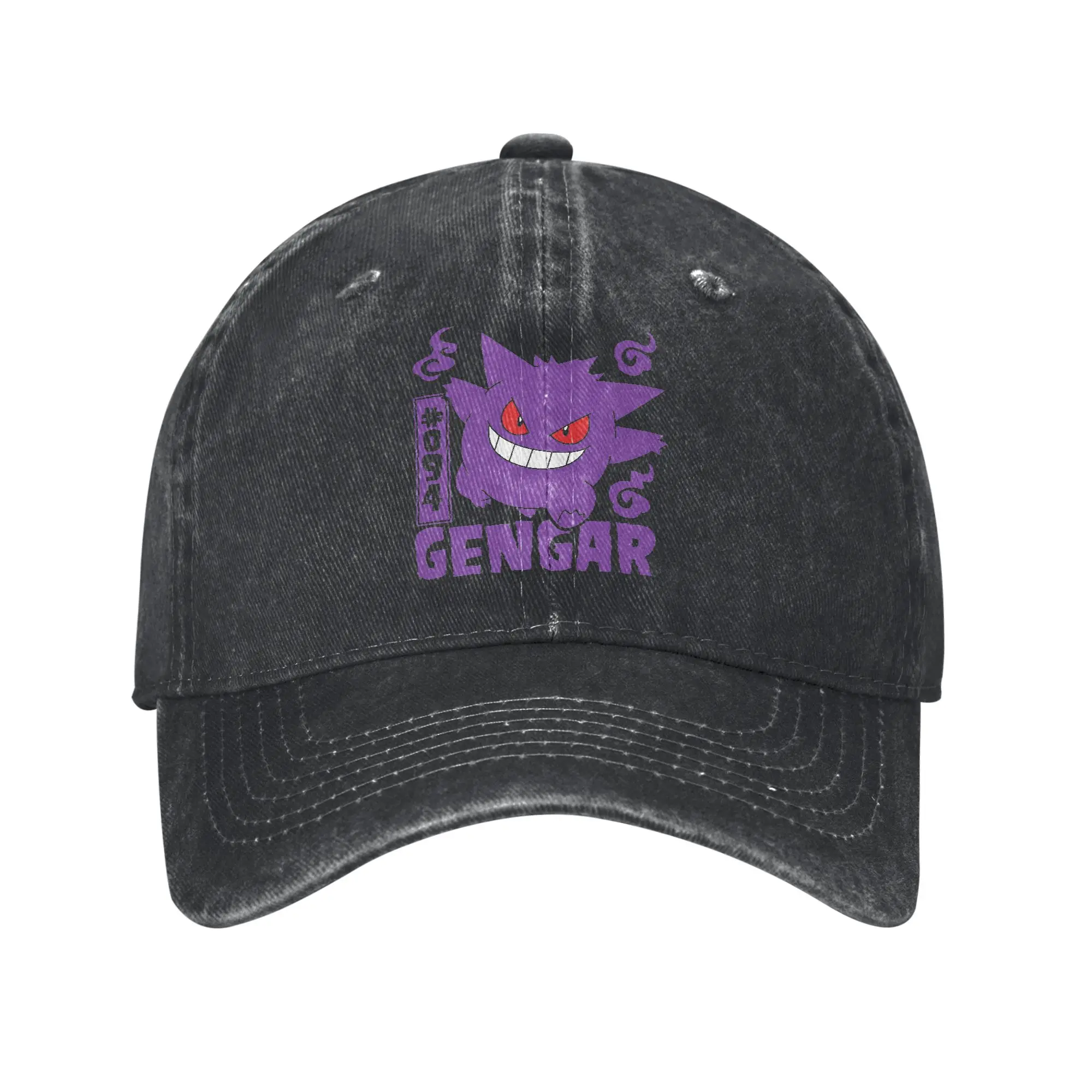 

Бейсбольные кепки Pokemon Gengar, винтажные хлопковые кепки с эффектом потертости, мужские и женские кепки для бега на открытом воздухе, регулируемые кепки для гольфа
