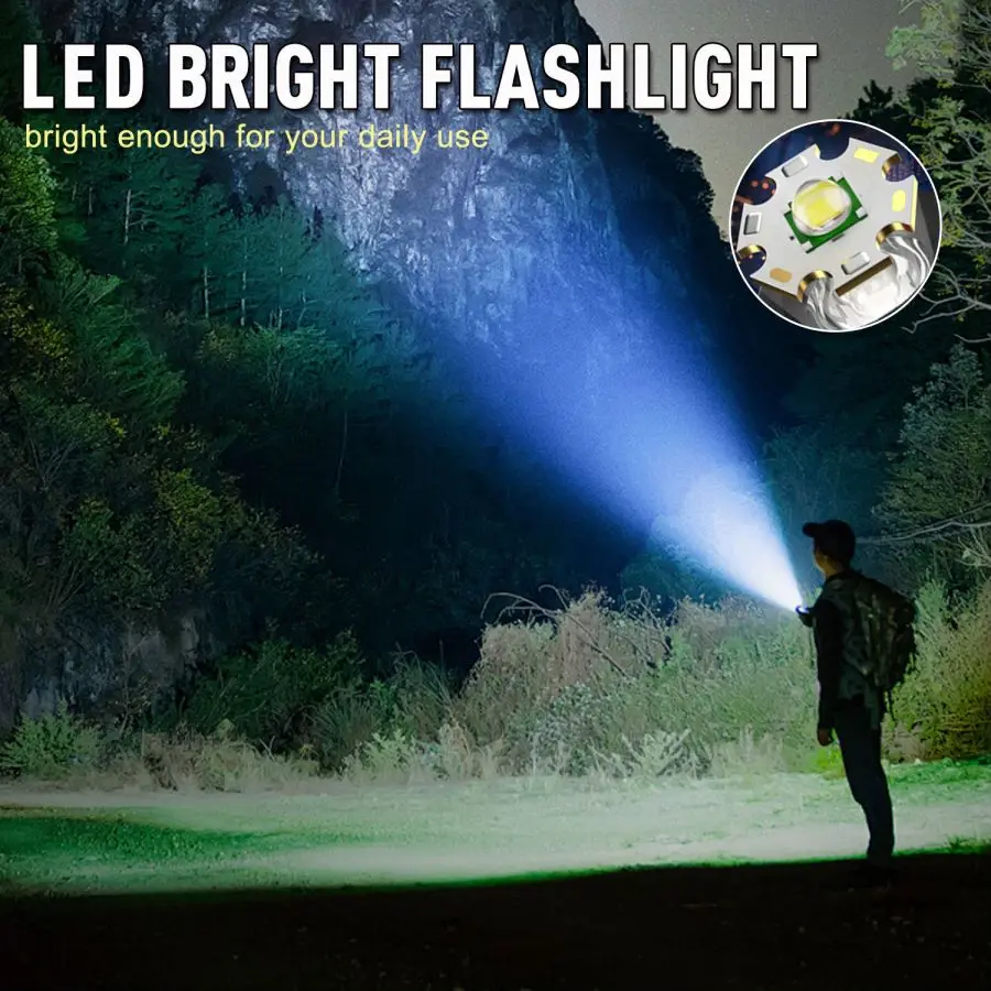 Powerful LED+COB Side Lights LED Flashlight Portable 4 Modes Type-C USB Rechargeable Flashlights Camping Light Torch with Hook