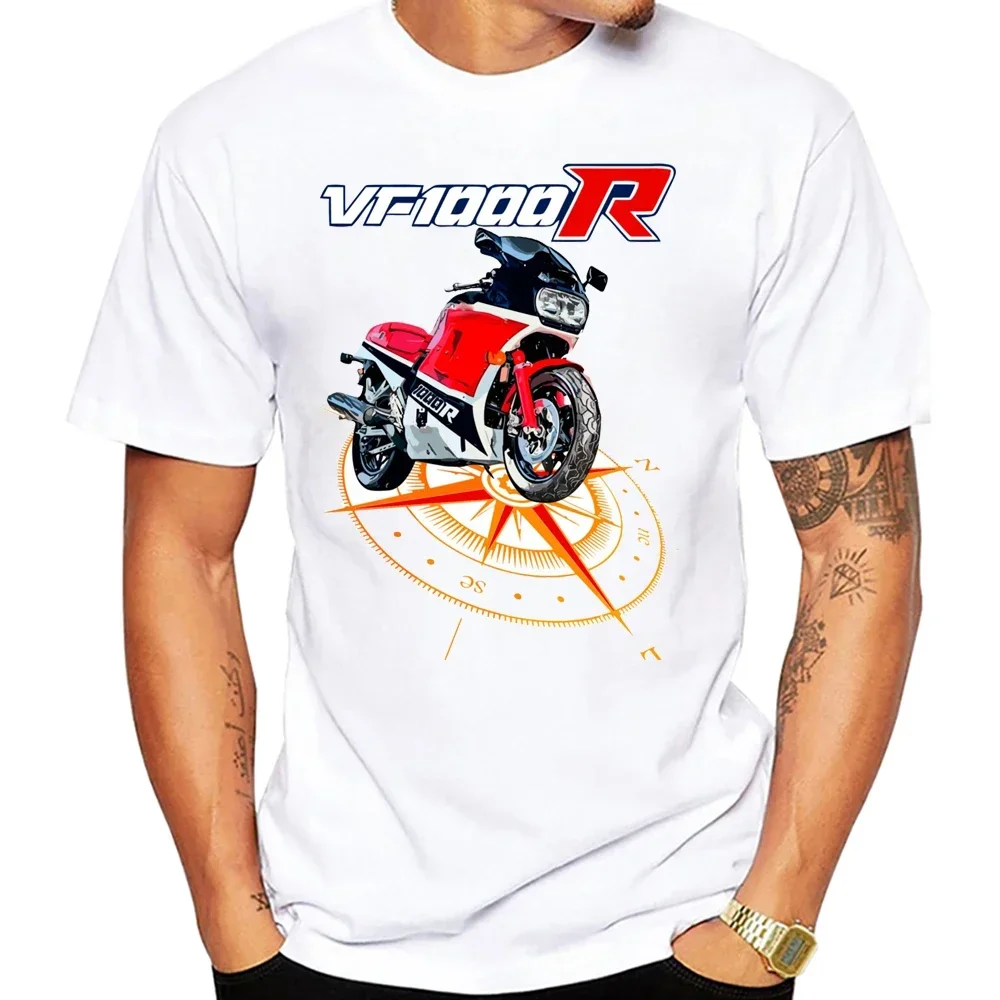 

New Summer Men Short Sleeve Hda VF1000R Mountain Classic Design Riding T-Shirt Motorcycle Sport White T Shirt Casual Boy Tees