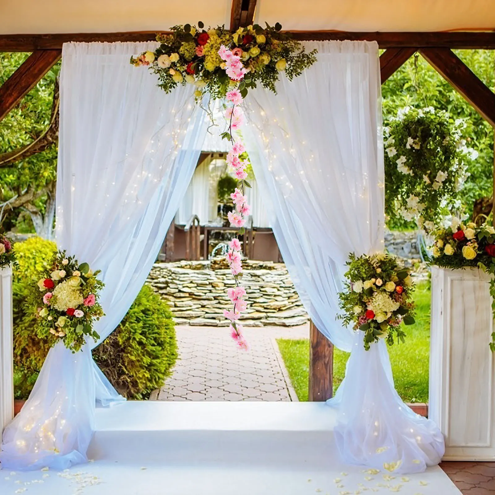 

Artificial Flower Vine Hanging Fake Flowers For Wall Home Wedding Party Decor Simulation Cherry Blossom String Flexible Lifelike