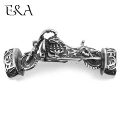 Blacken Motorcycle Connectors Hole 12*6mm Flat Leather Cord Bracelet Accessories Stainless Steel Charms DIY Men's Jewelry Making