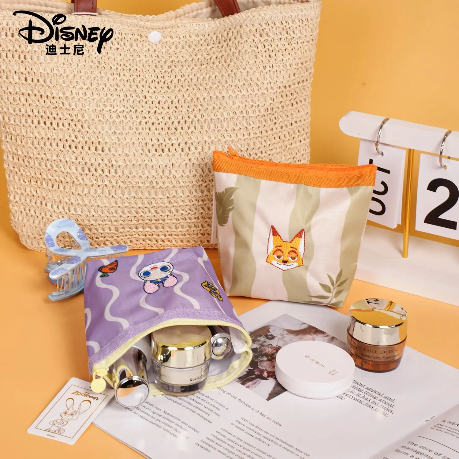 

Zootopia Judy Hopps cute storage bag cartoon Disney Stitch Travel Toiletries Bag Portable zipper Nick makeup bag girl's gift