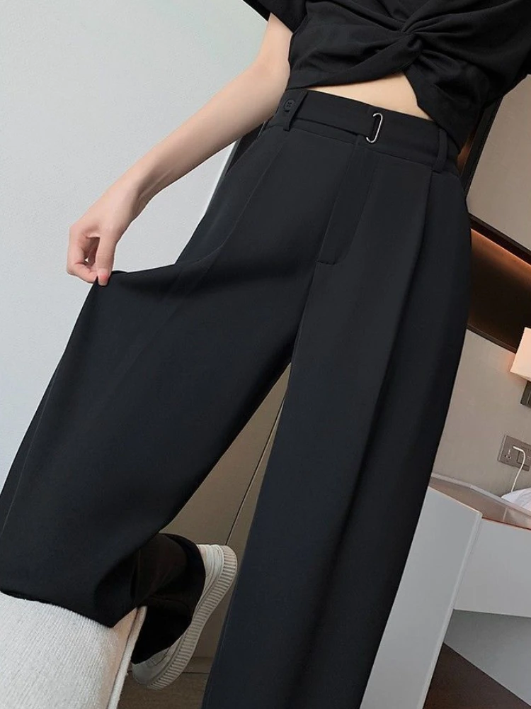 Pants Women Office Casual Elegant Empire Loose Minimalist Pure Fashion Korean Style Trousers Ladies Summer Design Cozy Basic New