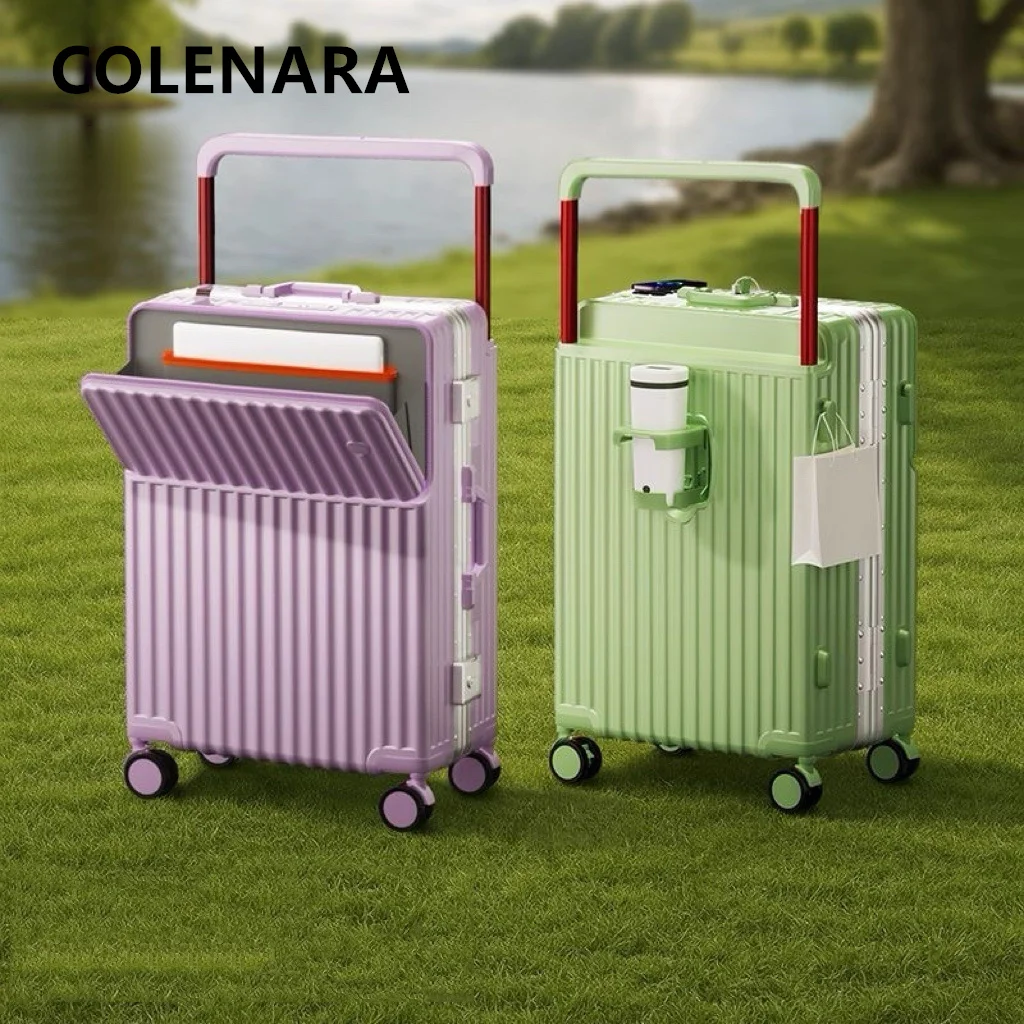COLENARA Cabin Suitcase Front Opening Laptop Boarding Case USB Charging Multifunctional Trolley Case 20