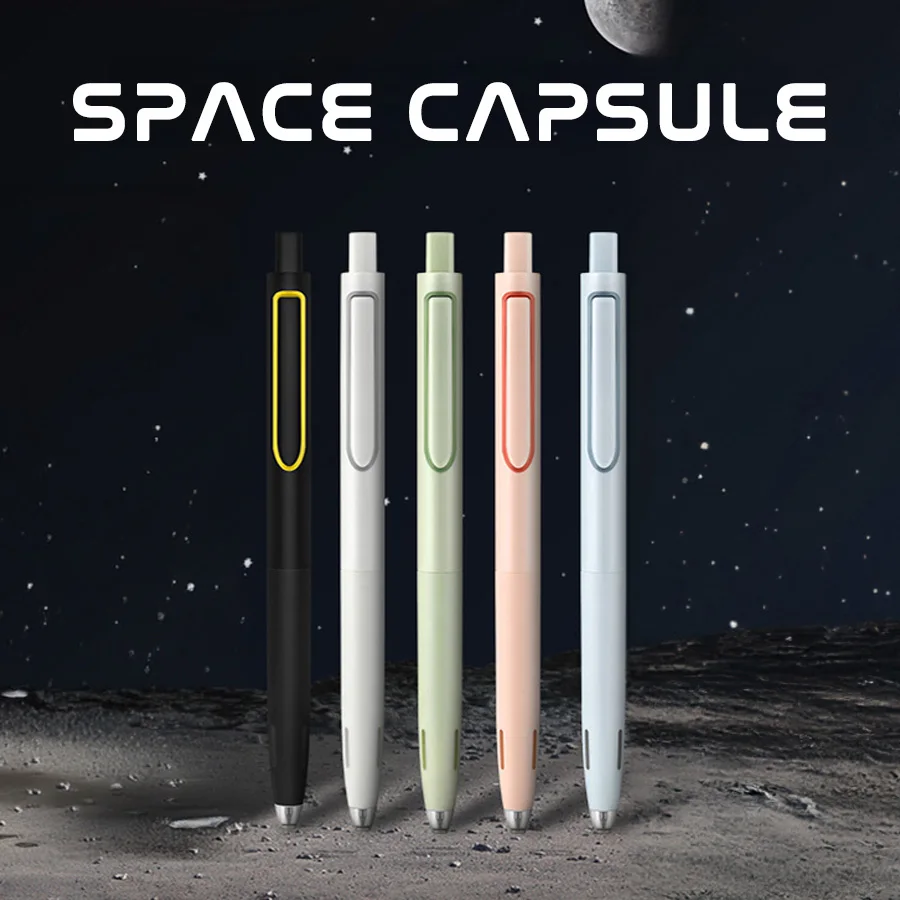 Quick-Dry 0.5mm Gel Ink Pen Retractable Space Capsule Design Silent Click Dual Ball for Smooth Writing Student Office School