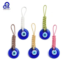 Lucky Eye Blue Turkish Evil Eye Wall Hanging Braided Rope Key Chain Women Men Bag Car Keyring llavero porte clé מחזיק מפתחות