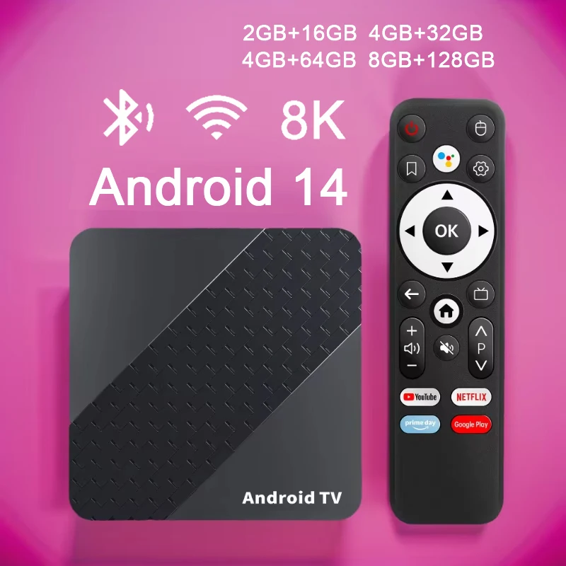 2025 جديد Netflix مشغل الوسائط صندوق التلفزيون الذكي Android14 RK3518 Dual Wifi6 BT5.4 32G 64G 128G Google Voice Assistant Set Top Box X10