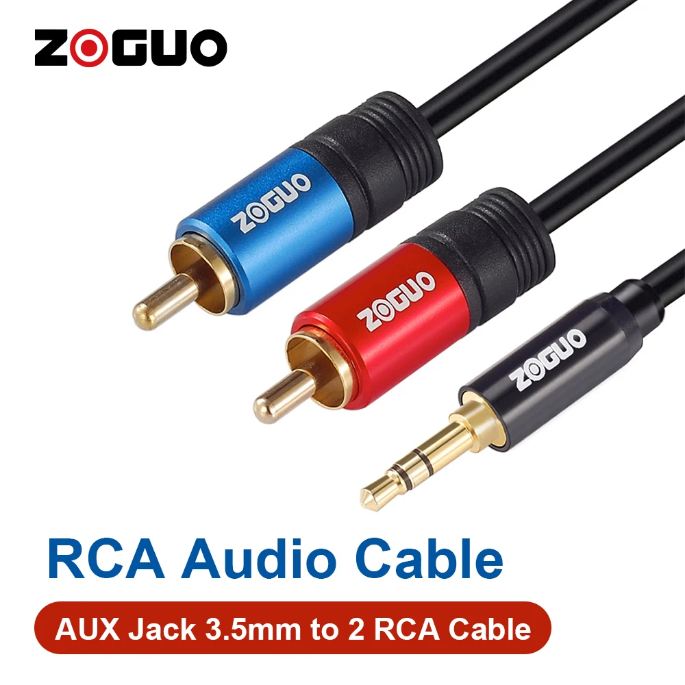 ZOGUO Jack 3.5mm to 2RCA Audio Cable 3.5mm Male to 2RCA Male Stereo Y Splitter RCA Cord for Home Theater DVD Headphone PC HDTV