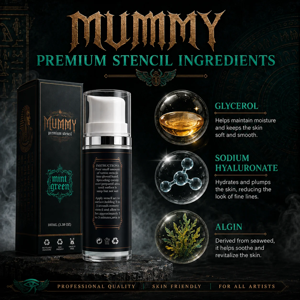 Mummy Tattoo Stencil Transfer Gel, Fast Clear Long Lasting 3.38oz