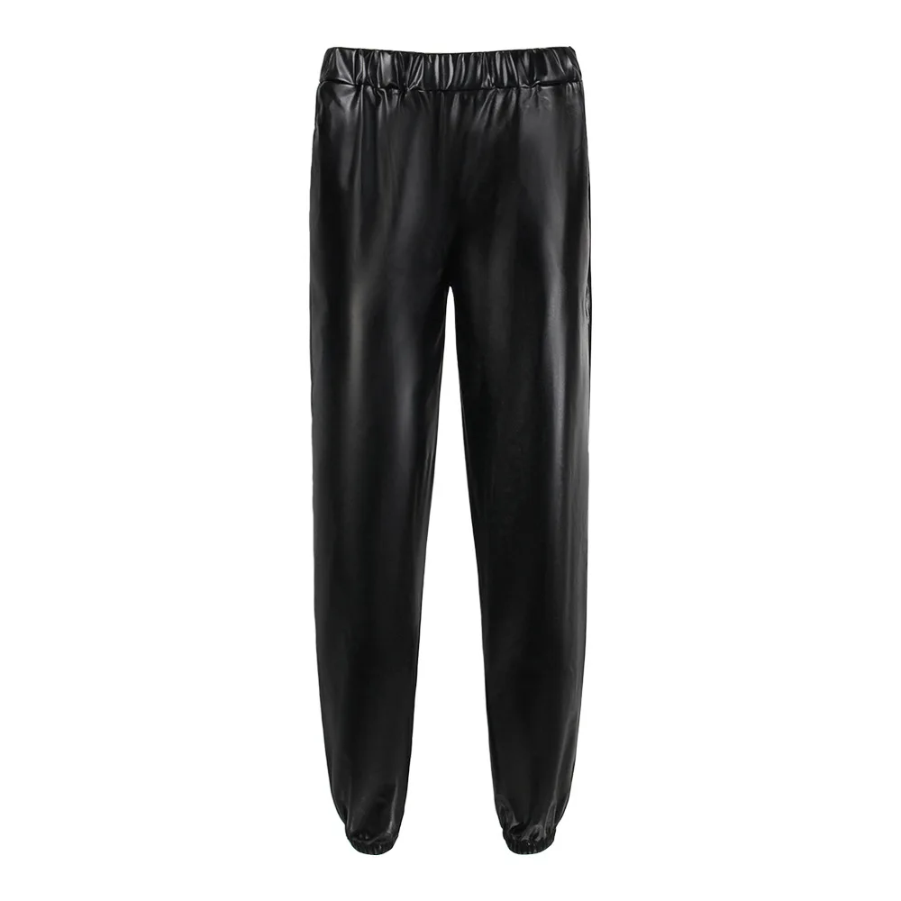 Loween تأثيري الذهب Eming الجلود الشارع الهيب هوب الاسمية أداء السراويل الليزر فضفاض المرأة السراويل المرحلة زي