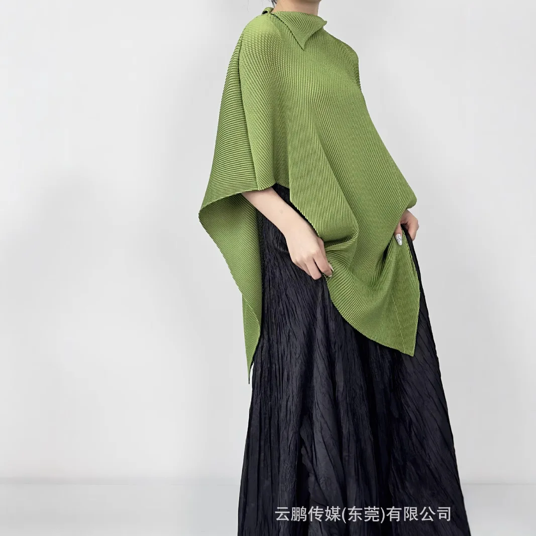 Pleats Pleated Jacket Pullover Shawl Irregular Design Top 2025 Spring and Summer New Thin Loose Tops Solid Women Clothing