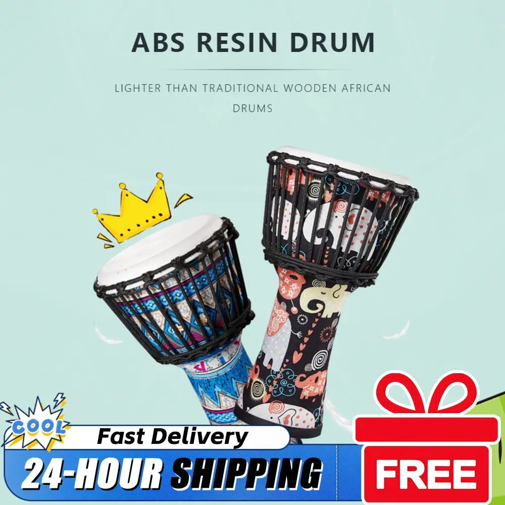 

Барабан джембе из козьей кожи с красочными художественными узорами, 8 дюймов, ручной барабан, музыкальный инструмент, отличный подарок для начинающих, взрослых и детей