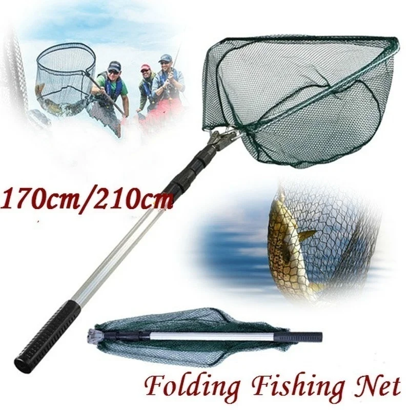 Aluminum Alloy Net Telescopic Three Section Net Triangular Net Head Raft Fishing Fishing Fishing Net Bag Telescopic Folding