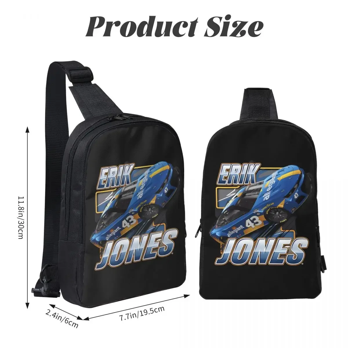 حقيبة ظهر Erik Jones 43 Crossbody Sling حقيبة كتف بحمالة صدر قابلة للتعديل للسفر والمشي لمسافات طويلة في الهواء الطلق للنساء والرجال