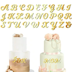 27pcs/set Gold Acrylic Cake Decoration,for Wedding Valentine's Day Birthday Party Personalized Name Cake Toppers Decoration