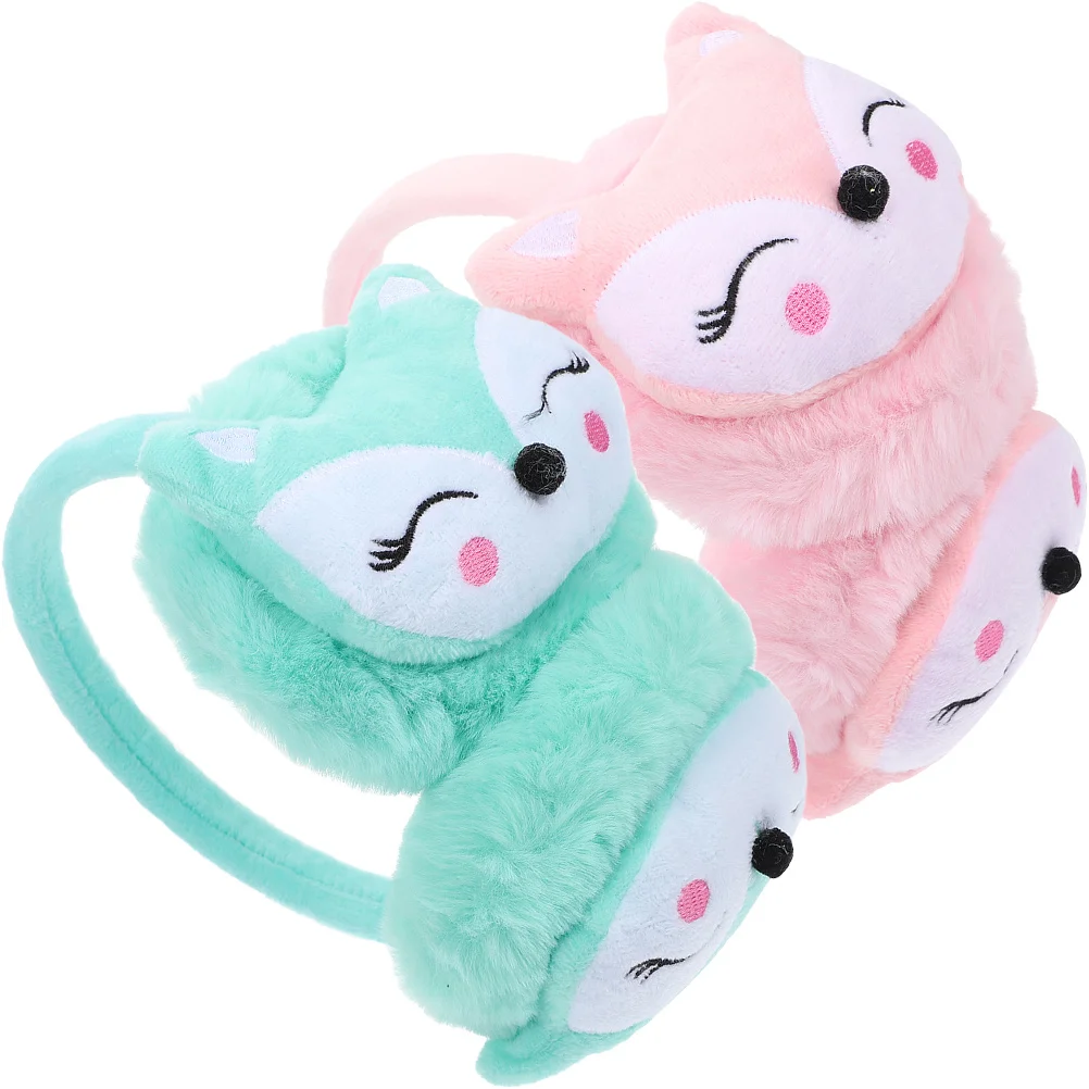 2 pezzi paraorecchie design bella volpe coperture per le orecchie calde antivento per l'inverno all'aperto riutilizzabili comode paraorecchie pelle morbida