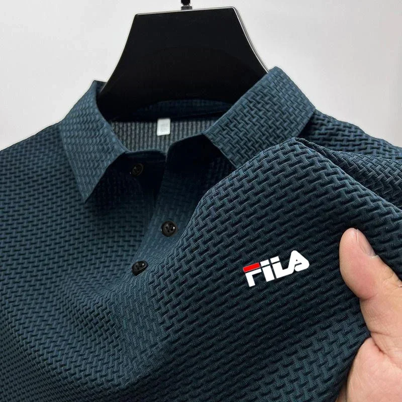 

Men's Polo Shirt Summer New Style Ice Silk Jacquard Formal Casual Business Fashion Stand Collar Short-Sleeve Top