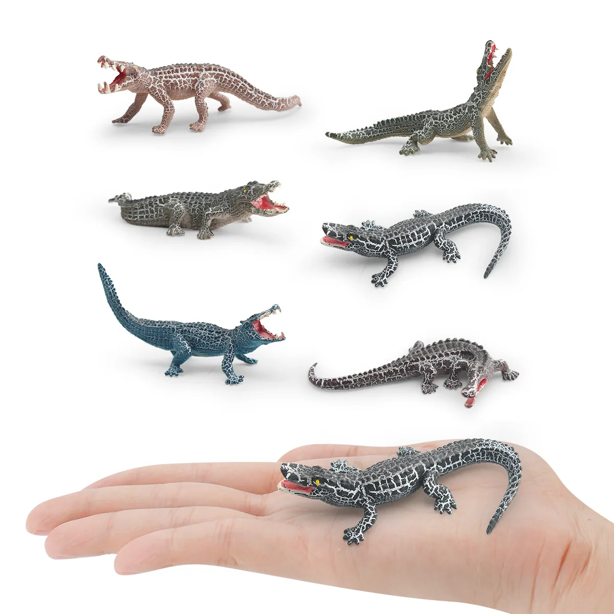 6pcs Realistic Crocodile Set Wild Reptile Model Crawling Wild Boar Imperial Crocodile Desktop Craft Decoration Home Decor