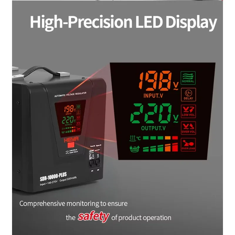 10KVA Satu Fasa 220V Catu Daya Dioda Pemancar Cahaya Warna Layar Digital Regulator Otomatis Stabilisator Proteksi Stabilisator AVR Harga