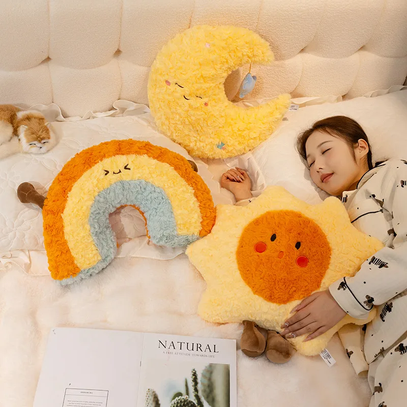 45 cm carino arcobaleno nuvola sole luna stella cuscino da tiro cuscino arcobaleno peluche decorazione camera da letto per bambini cuscino per bambola cuscino per divano