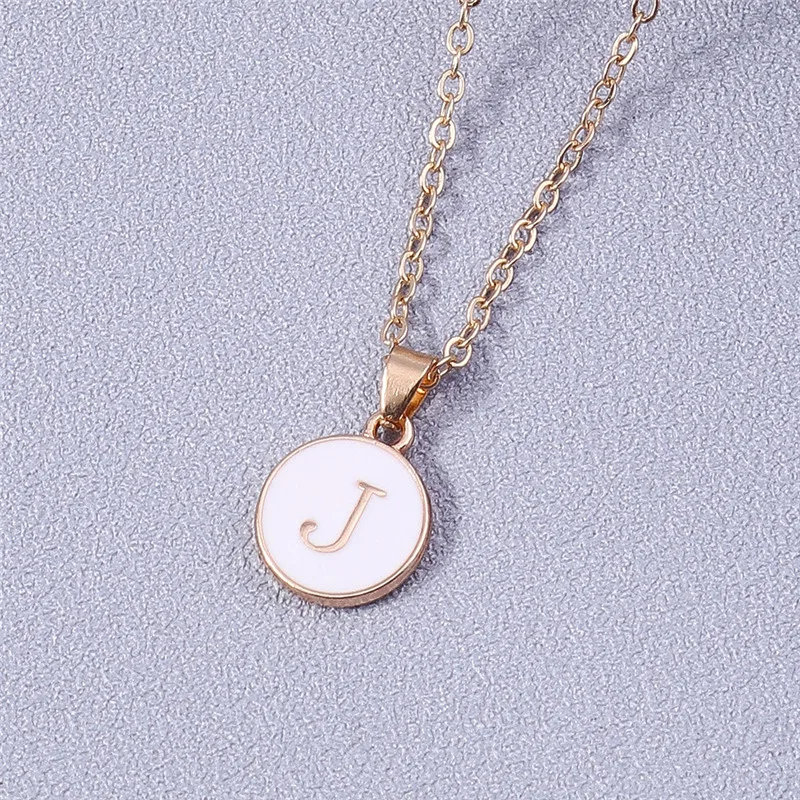 Aihua Minimalistische Initiale Emaille Weiß Schwarz A-Z Buchstaben Halskette für Frauen Alphabet Anhänger Schmuck Geburtstag Geschenke Großhandel – Detail 20