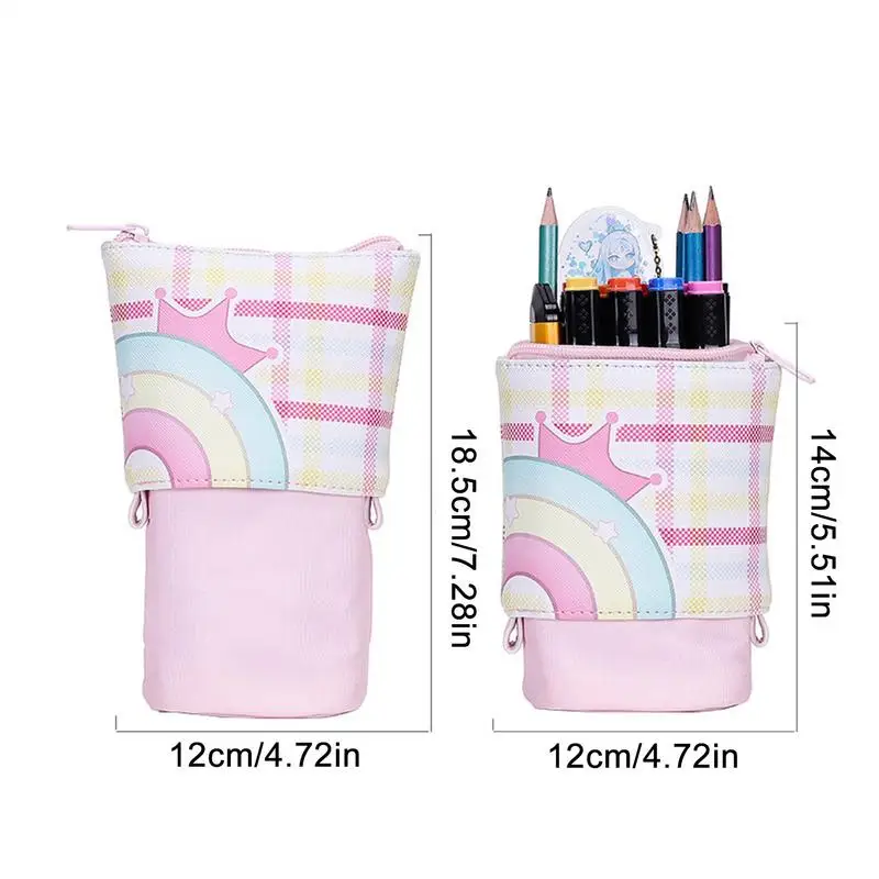 مقلمة واقفة حقيبة محول قابلة للسحب منظم أقلام ملون سعة كبيرة منظم اللوازم المدرسية للممحاة