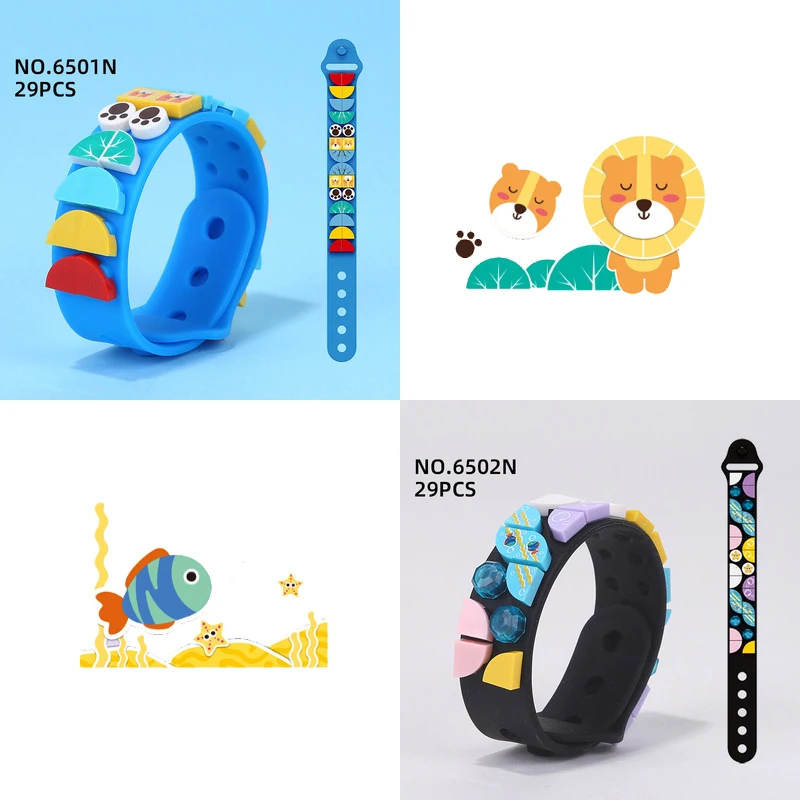 Legodotss-pulsera de silicona para niños, juguete de bloques de construcción DIY, Compatible con Legodotss, regalo del Día de los niños, 41900