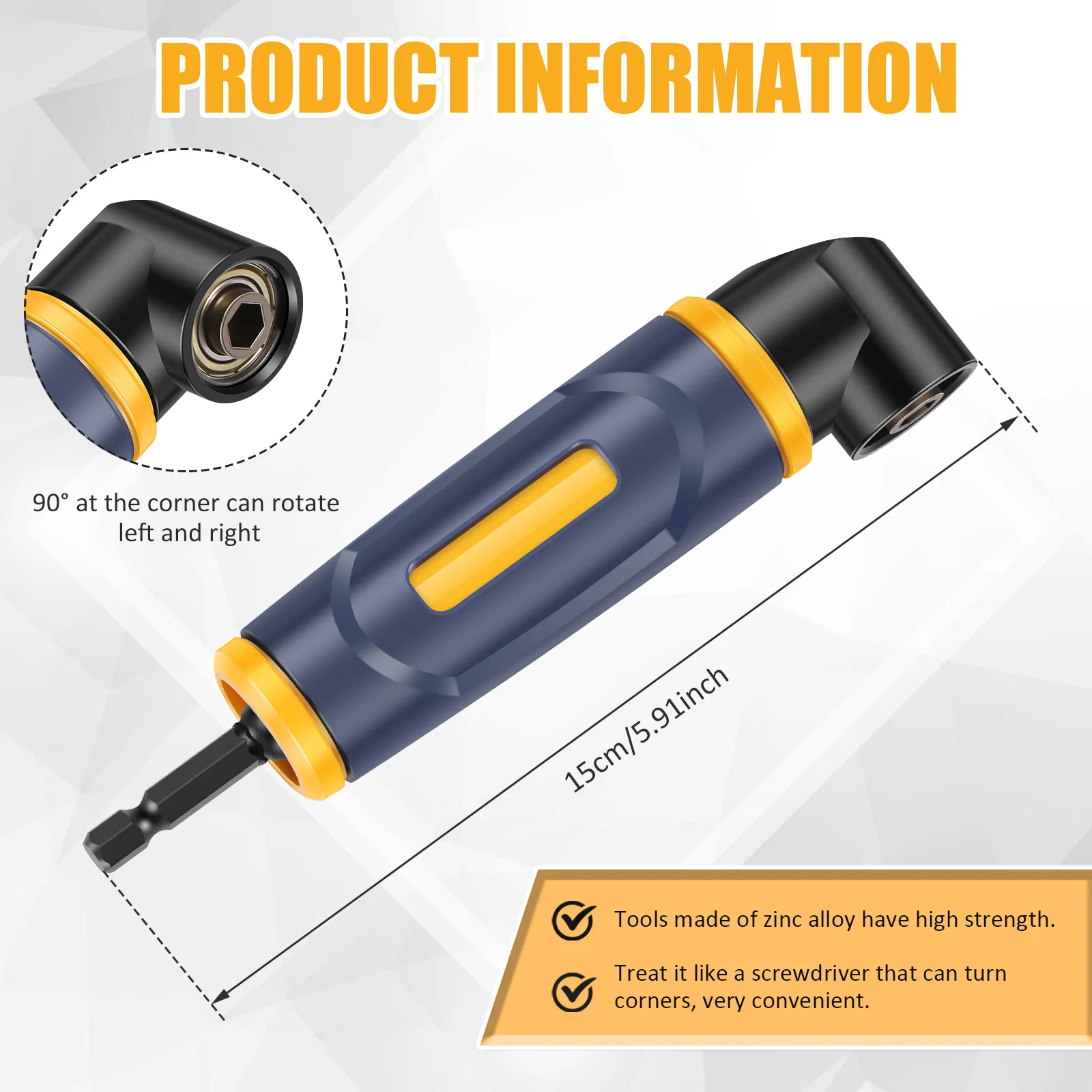 New Right Angle Drill Attachment 90 Degree Right Angle Drill Bit Adapter ,Angled Screwdriver for Most Hex Shank Bit Home Repair
