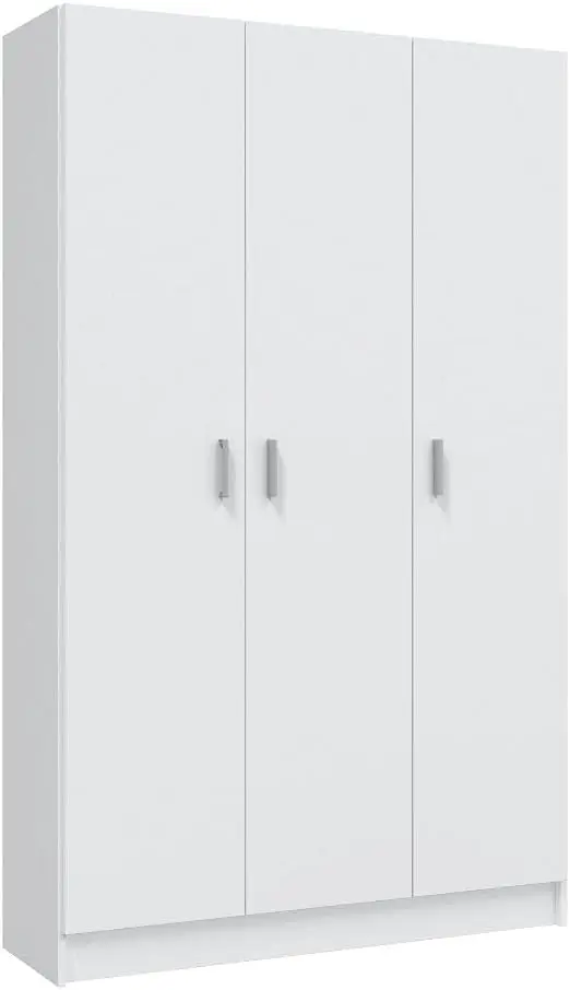 Armario Multiusos 3 Puertas - Armario Auxiliar con Escobero - Acabado Color Blanco - Medidas: Ancho: 109 cm x Fond