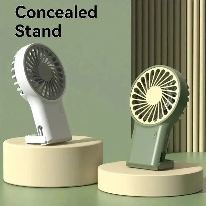 Cartoon Foldable Mini Fan USB Rechargeable Handheld Desktop Portable Cooling Fan With Hook For Outdoor Travel Home Office