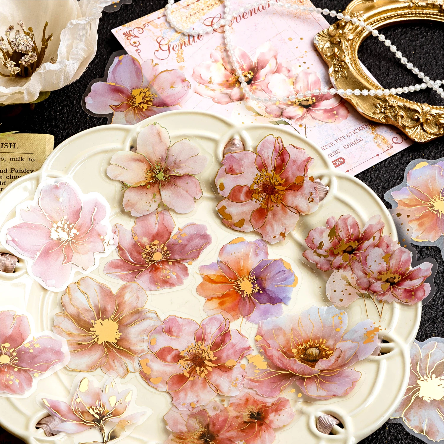 20 Pcs Vintage Plant Flower PET Sticker Pack Decoration Material Handbook Creative DIY Scrapbooking Supplies Stickers Stationery