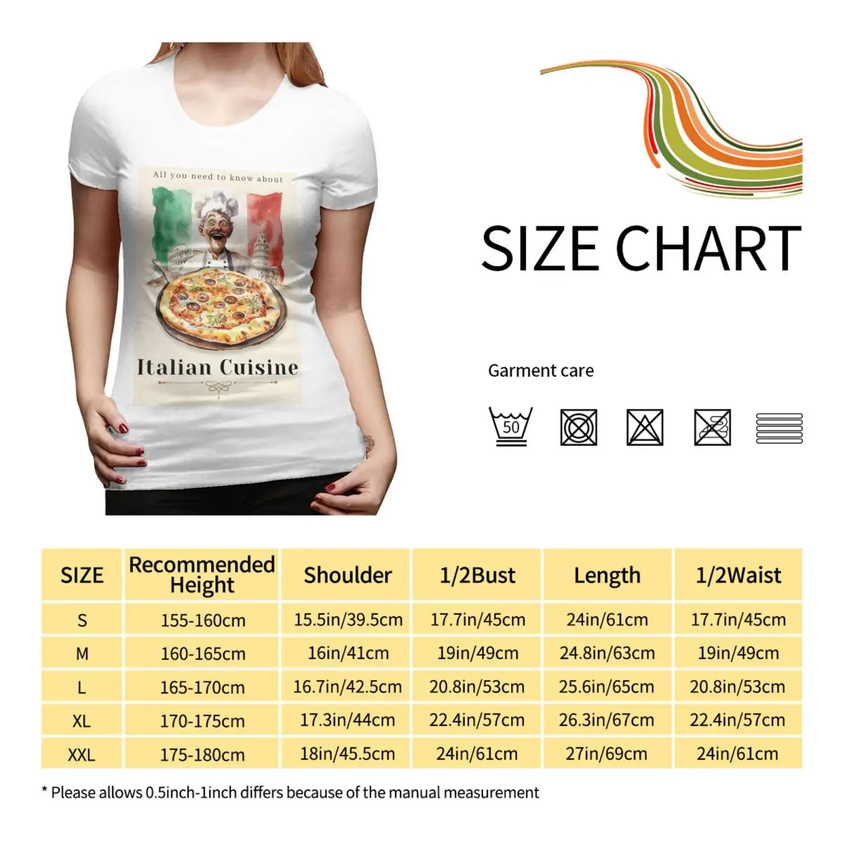 Camiseta de pizza com bandeira italiana para mulheres, gola redonda, streetwear, camisetas femininas, roupas curtas de verão