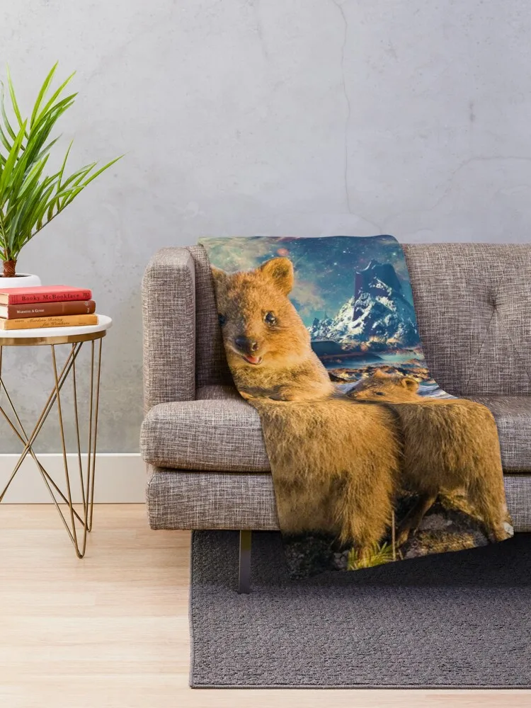 Happy Quokka Trip to Space Throw Blanket Blankets For Sofas Kid'S Designers Blankets