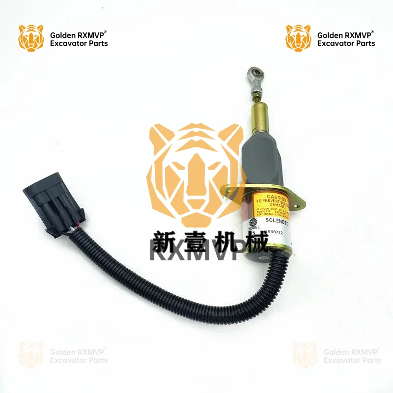 Hyundai Liugong Cummins 6ct8.3 Flameout Solenoid Valve 3990772 3990773 Flameout Switch Oil Cut-off Valve Excavator Accessories