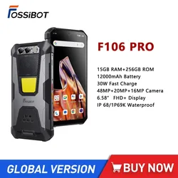 Fossibot F106 Pro Robuuste 4G Smartphones Octa Core 15Gb 256Gb 6.58Inch Fhd + Android 14 Mobiele Telefoon 12000Mah 30W Snel Opladen Nfc